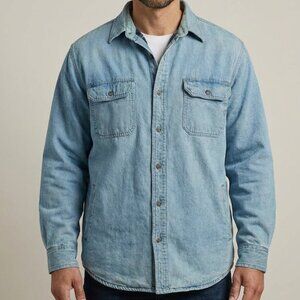 Men's vintage fleece lined denim jacket shirt